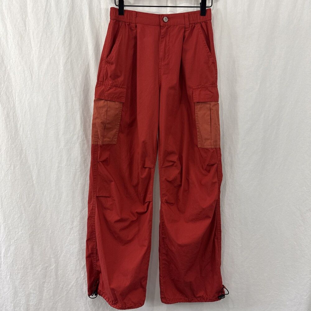 Forever 21 Women’s Red Baggy Drawcord Gorpcore Y2K Skater Pants Sz XS Outdoor